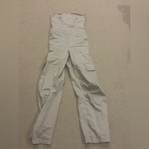 Zara linen look strapless cream long pants jumpsuit size S like new